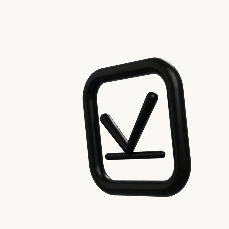 The VendorPick mark as a dimensional object — the checkmark inside its ring, poised to become a key